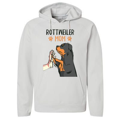 Rottweiler Mom Rottie Dog Mama Funny Mothers Day Performance Fleece Hoodie