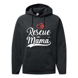 rescue mama rescue dog lover out rescue mom paw print Performance Fleece Hoodie