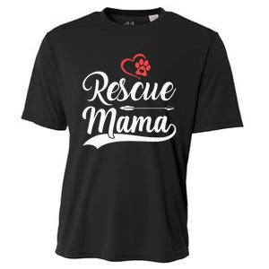 rescue mama rescue dog lover out rescue mom paw print Cooling Performance Crew T-Shirt