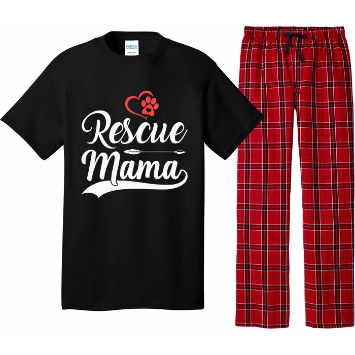 rescue mama rescue dog lover out rescue mom paw print Pajama Set