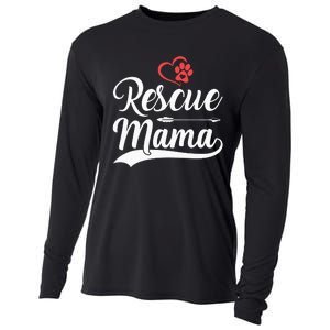 rescue mama rescue dog lover out rescue mom paw print Cooling Performance Long Sleeve Crew