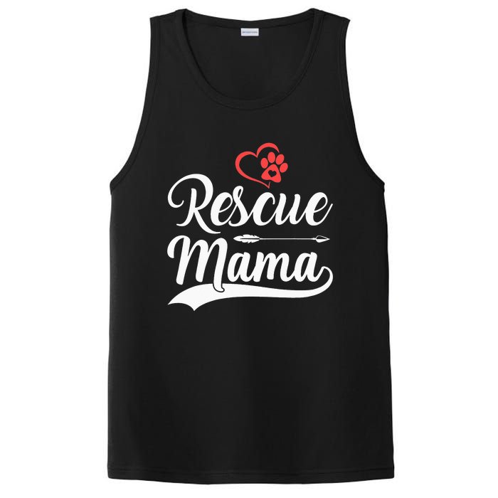 rescue mama rescue dog lover out rescue mom paw print PosiCharge Competitor Tank