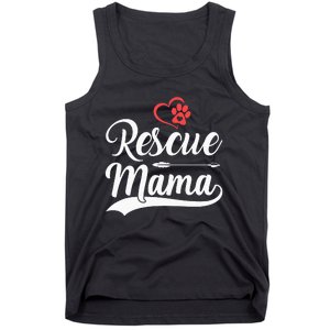 rescue mama rescue dog lover out rescue mom paw print Tank Top