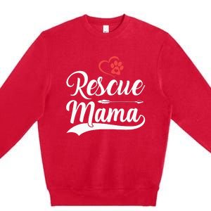 rescue mama rescue dog lover out rescue mom paw print Premium Crewneck Sweatshirt