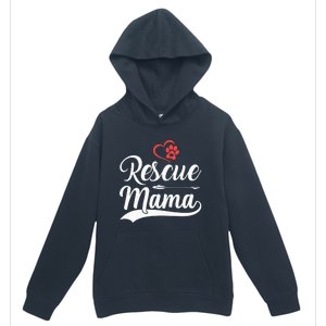 rescue mama rescue dog lover out rescue mom paw print Urban Pullover Hoodie