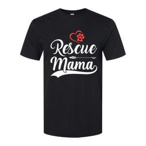 rescue mama rescue dog lover out rescue mom paw print Softstyle CVC T-Shirt