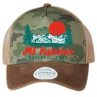 Retro Mount Rainier Mountain Trees And Sun Scene Graphic Gift Legacy Tie Dye Trucker Hat