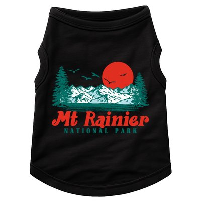 Retro Mount Rainier Mountain Trees And Sun Scene Graphic Gift Doggie Tank