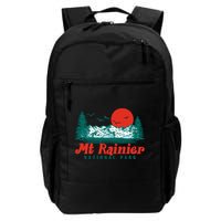 Retro Mount Rainier Mountain Trees And Sun Scene Graphic Gift Backpack