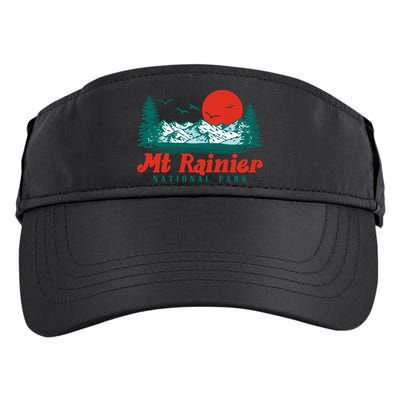 Retro Mount Rainier Mountain Trees And Sun Scene Graphic Gift Adult Drive Performance Visor