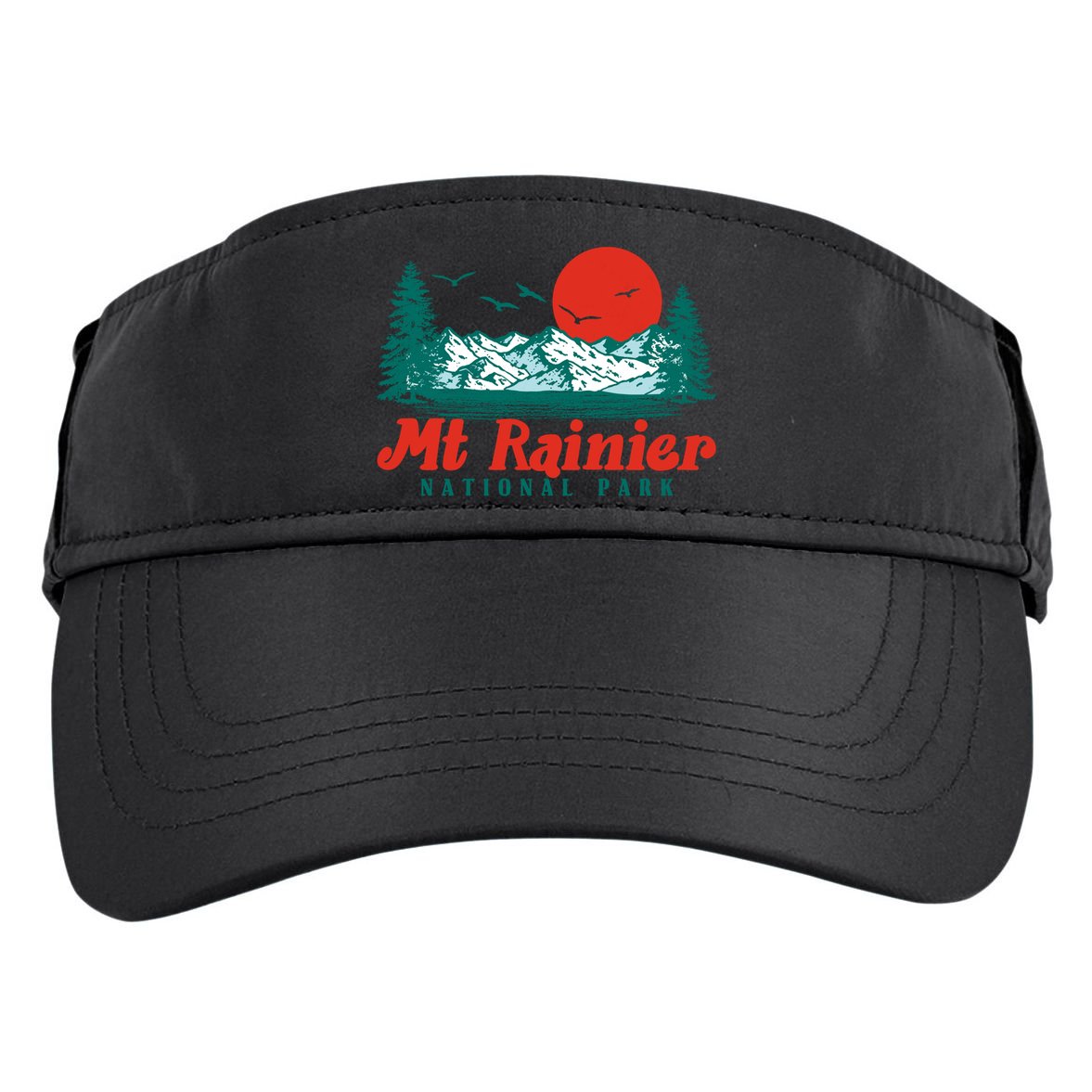 Retro Mount Rainier Mountain Trees And Sun Scene Graphic Gift Adult Drive Performance Visor