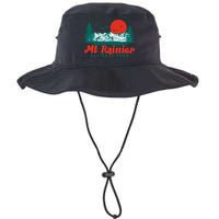 Retro Mount Rainier Mountain Trees And Sun Scene Graphic Gift Bucket Hat