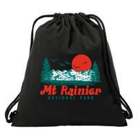 Retro Mount Rainier Mountain Trees And Sun Scene Graphic Gift Drawstring Bag