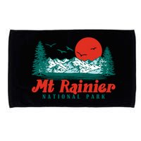 Retro Mount Rainier Mountain Trees And Sun Scene Graphic Gift Microfiber Hand Towel
