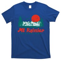 Retro Mount Rainier Mountain Trees And Sun Scene Graphic Gift T-Shirt