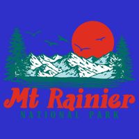 Retro Mount Rainier Mountain Trees And Sun Scene Graphic Gift 16 in Basic Backpack