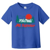Retro Mount Rainier Mountain Trees And Sun Scene Graphic Gift Toddler T-Shirt