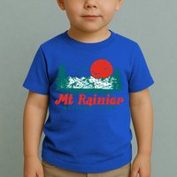 Retro Mount Rainier Mountain Trees And Sun Scene Graphic Gift Toddler T-Shirt