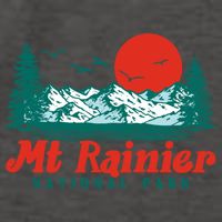 Retro Mount Rainier Mountain Trees And Sun Scene Graphic Gift Vector Backpack
