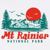 Retro Mount Rainier Mountain Trees And Sun Scene Graphic Gift Garment-Dyed Sweatshirt