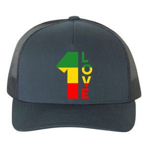 Reggae Music Rastafarian 1 Love Rasta Jamaica Yupoong Adult 5-Panel Trucker Hat