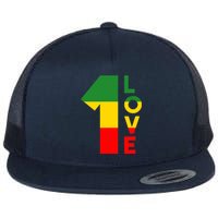 Reggae Music Rastafarian 1 Love Rasta Jamaica Flat Bill Trucker Hat