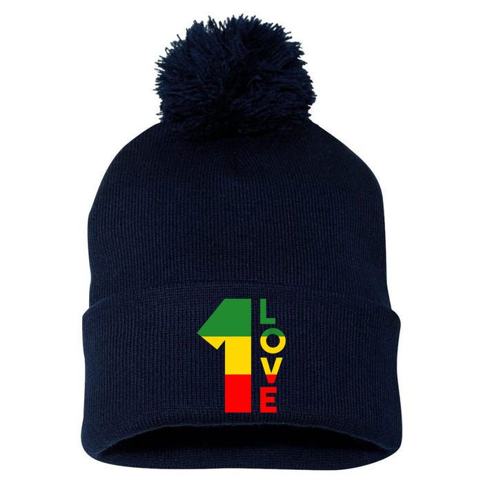 Reggae Music Rastafarian 1 Love Rasta Jamaica Pom Pom 12in Knit Beanie