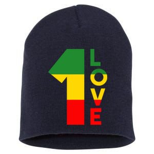 Reggae Music Rastafarian 1 Love Rasta Jamaica Short Acrylic Beanie