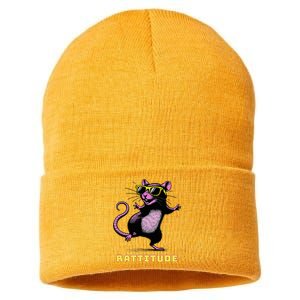 Rat Meme Rattitude Rat Sunglasses Dancing Sustainable Knit Beanie