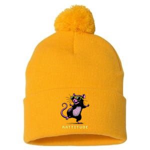 Rat Meme Rattitude Rat Sunglasses Dancing Pom Pom 12in Knit Beanie