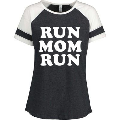 Run Mom Run Marathon Running Spectator Enza Ladies Jersey Colorblock Tee