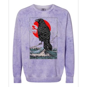 Red Moon Raven Graphic Black Crow Colorblast Crewneck Sweatshirt