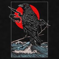 Red Moon Raven Graphic Black Crow Ladies PosiCharge Tri-Blend Wicking Tank