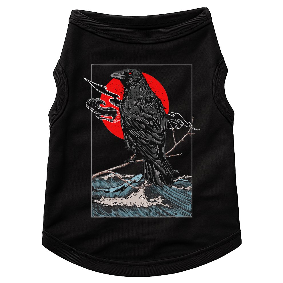 Red Moon Raven Graphic Black Crow Doggie Tank