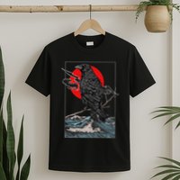 Red Moon Raven Graphic Black Crow T-Shirt