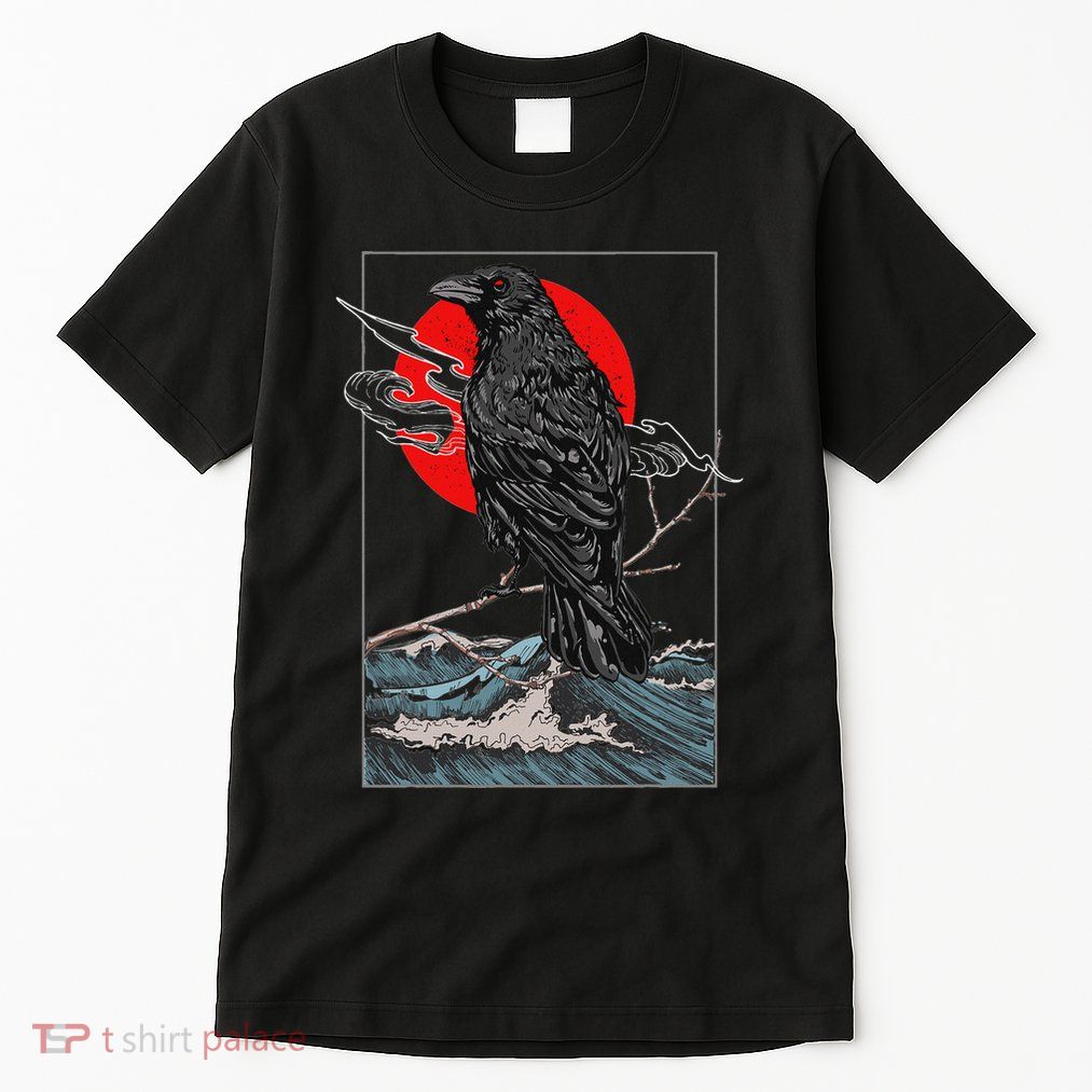 Red Moon Raven Graphic Black Crow Tall T-Shirt