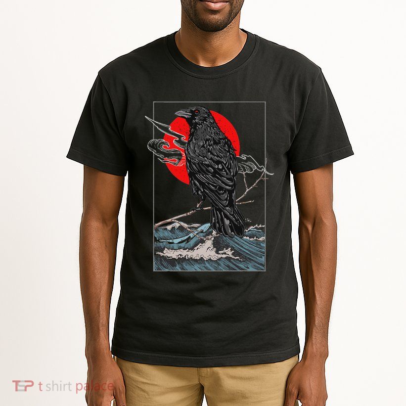 Red Moon Raven Graphic Black Crow Tall T-Shirt