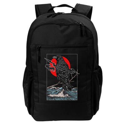 Red Moon Raven Graphic Black Crow Backpack