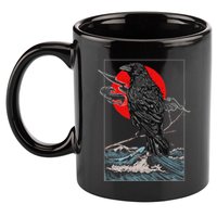 Red Moon Raven Graphic Black Crow 11oz C Handle Ceramic Mug