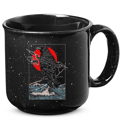 Red Moon Raven Graphic Black Crow 15oz Campfire Ceramic Mug