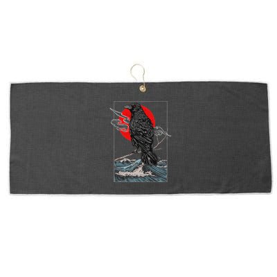 Red Moon Raven Graphic Black Crow Large Microfiber Waffle Golf Towel