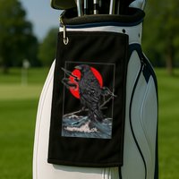 Red Moon Raven Graphic Black Crow Golf Towel