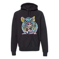 Rat Motif Rodent Cute Rat In Hand Cheese Pet Rats Premium Hoodie