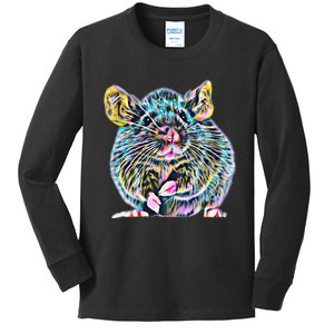 Rat Motif Rodent Cute Rat In Hand Cheese Pet Rats Kids Long Sleeve Shirt