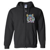 Rat Motif Rodent Cute Rat In Hand Cheese Pet Rats Full Zip Hoodie