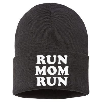 Run Mom Run Marathon Running Spectator Sustainable Knit Beanie