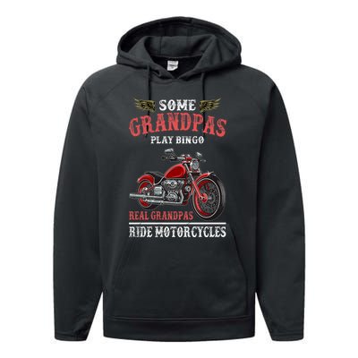 Retired Motorcycle Riding Biker Retirement Grandpa Biker Performance Fleece Hoodie