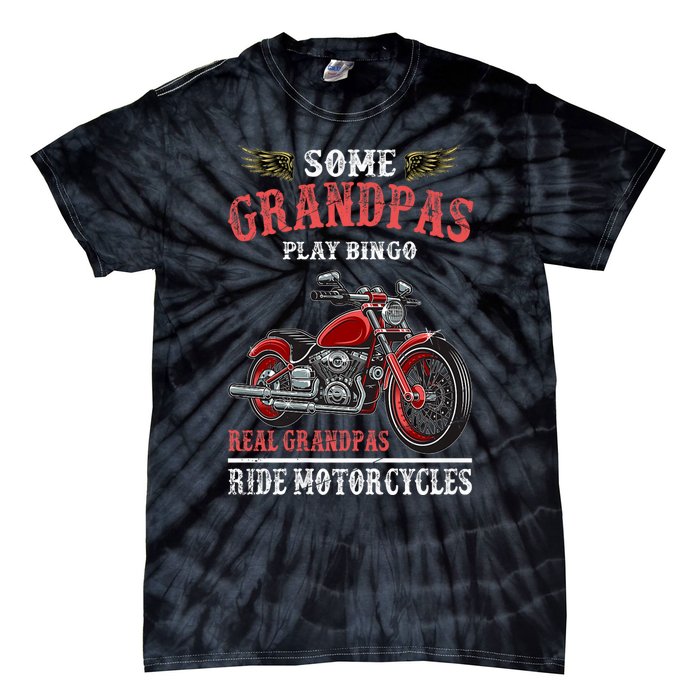 Retired Motorcycle Riding Biker Retirement Grandpa Biker Tie-Dye T-Shirt