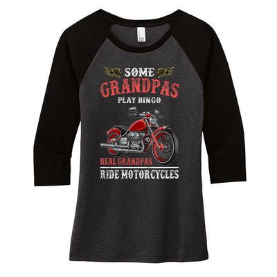 Retired Motorcycle Riding Biker Retirement Grandpa Biker Women's Tri-Blend 3/4-Sleeve Raglan Shirt