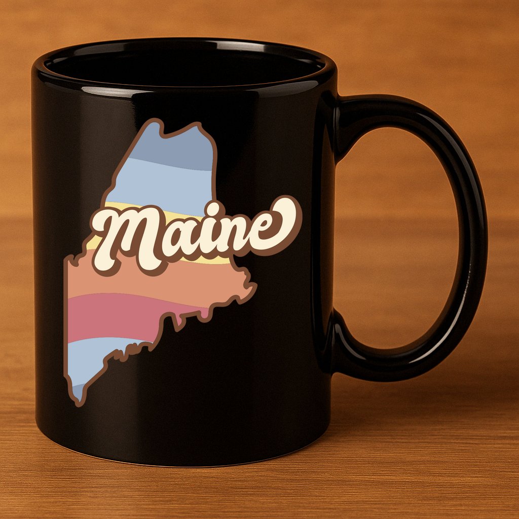 Retro Maine 11oz C Handle Ceramic Mug